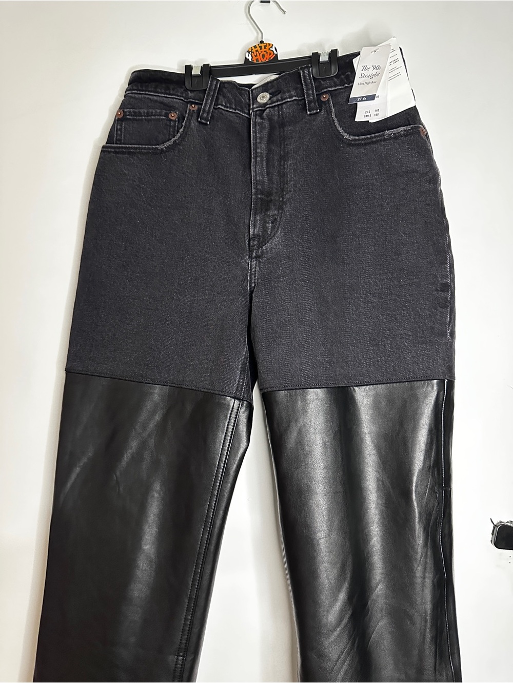 Abercrombie ’90s Straight Ultra High Rise Faux Leather Jeans 27/4R NWT